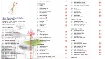 New Country China Buffet menu