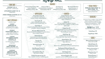 Rowdy Hall menu