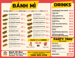 Bánh Mì Bon menu