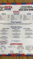 Pizza Plus menu