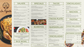 La Fogata Healthy Mexican Grill menu