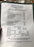 Russow's Corner Pub menu