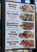 El Super Burrito Jr menu