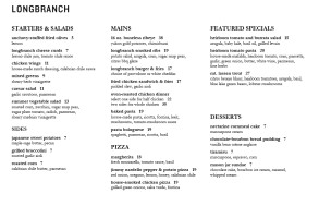 Longbranch menu