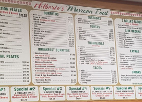 Hilberto's Mexican Food menu