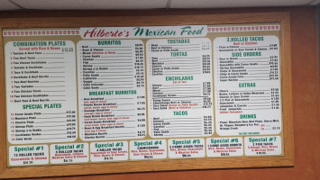 Hilberto's Mexican Food menu