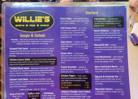 Willie's Sports Grill menu