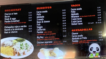 Panda's Mexican menu