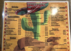 Romi's Tacos menu