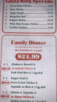 China King menu