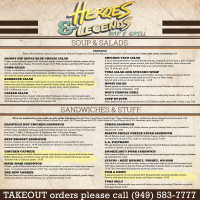 Heroes Legends Grill menu