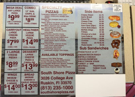 South Shore Pizza menu