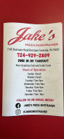 Jake's Pizza Rostraver menu