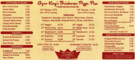 Gyro King menu