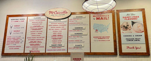 Mcconnell's Fine Ice Creams menu