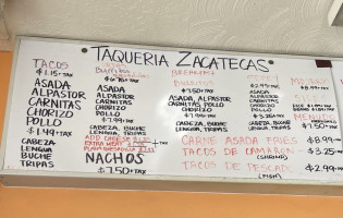 Taqueria Zacatecas menu