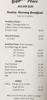 Biggin's Place menu