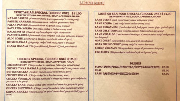 Rasoi Indian Cuisine menu