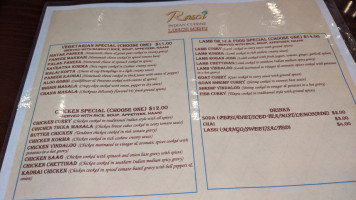 Rasoi Indian Cuisine menu