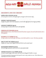 Red Hot Chilli Pepper menu