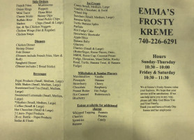 Emma's Frosty Kreme Pizza menu