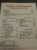 Norma J's menu