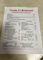 Norma J's menu