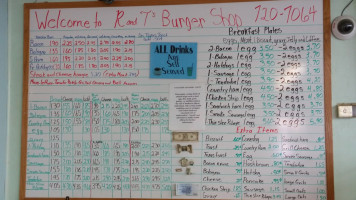 R T's Burger Shop menu