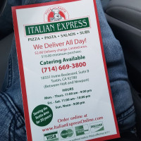 Italian Express menu