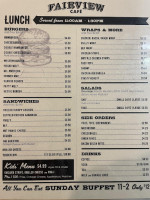 Fairview Cafe menu