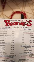 Beanies Sports Grill menu