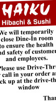 Haiku Hibachi Sushi food