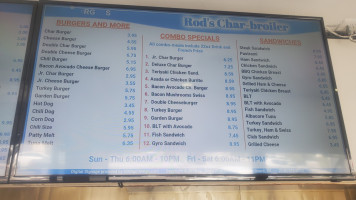 Rod's Char-broiler menu