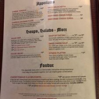 New Glarus Hotel Restaurants menu