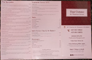 Thai Cuisine menu