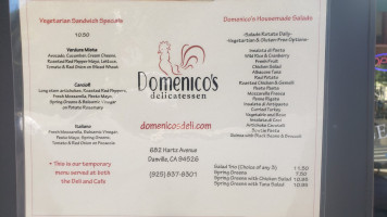 Domenico's Delicatessen And Cafe menu