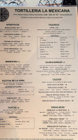 Tortilleria La Mexicana menu