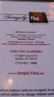 Simply Thai menu