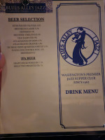 Blues Alley Club In Wash menu