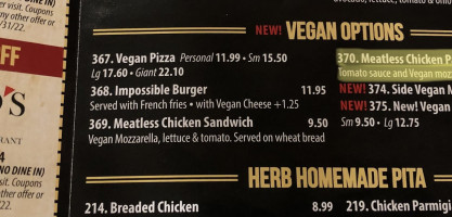 Pino's Pizza menu