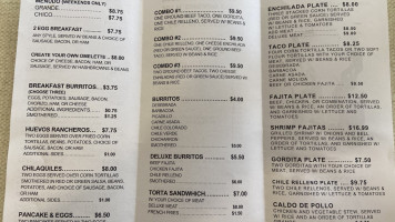 Oralia's Taqueria menu