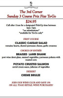 3rd Corner Wine Shop Bistro menu