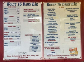 Route 16 Dairy menu