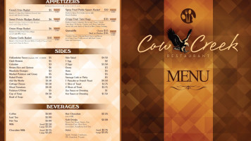 Cow Creek menu