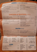 Sage's West Bay Bistro menu