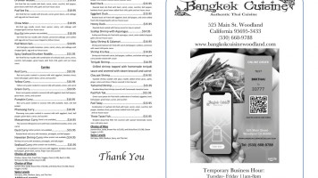 Bangkok Cuisine menu