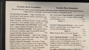 Granite Rock Grill menu