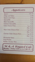 M A Bayard Cafe menu