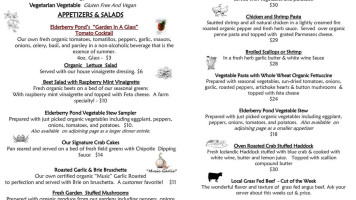 Elderberry Pond menu