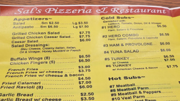 Sal's Pizza menu